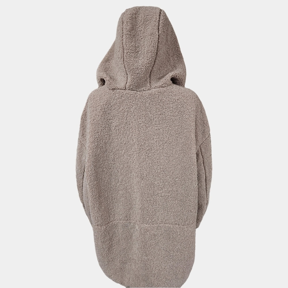 H&M Plus Teddy Shearling Hooded Long Sleeve Oversized Jacket Size XL - Picture 5 of 13